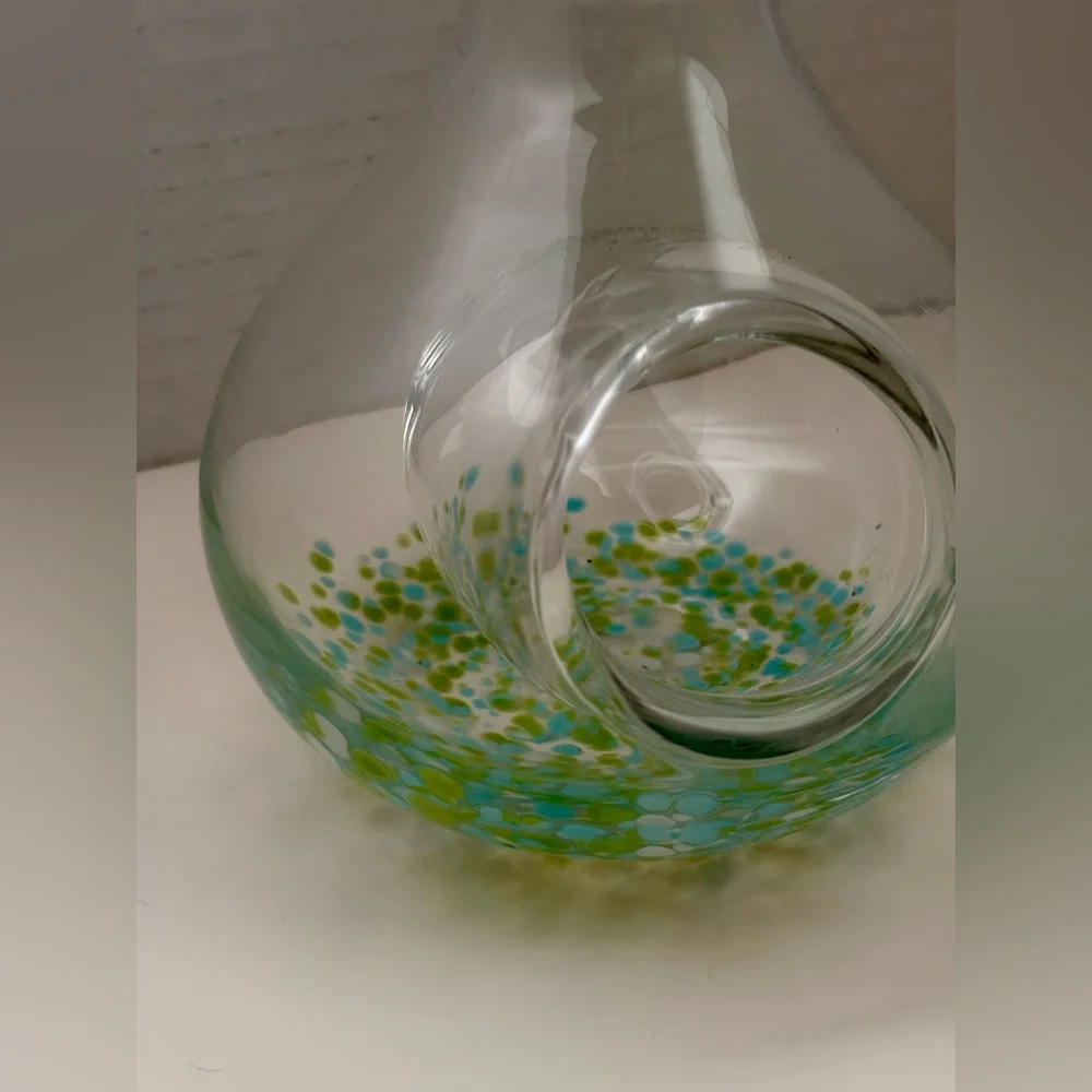 Handblown glass sake decanter with an ice pocket, also known as a tokuri.